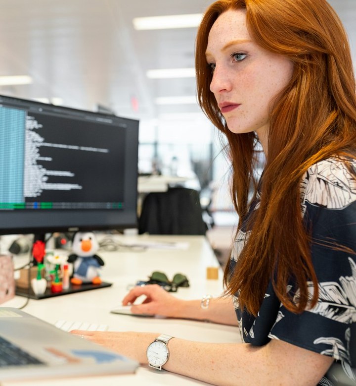 Software engineer at a workstation