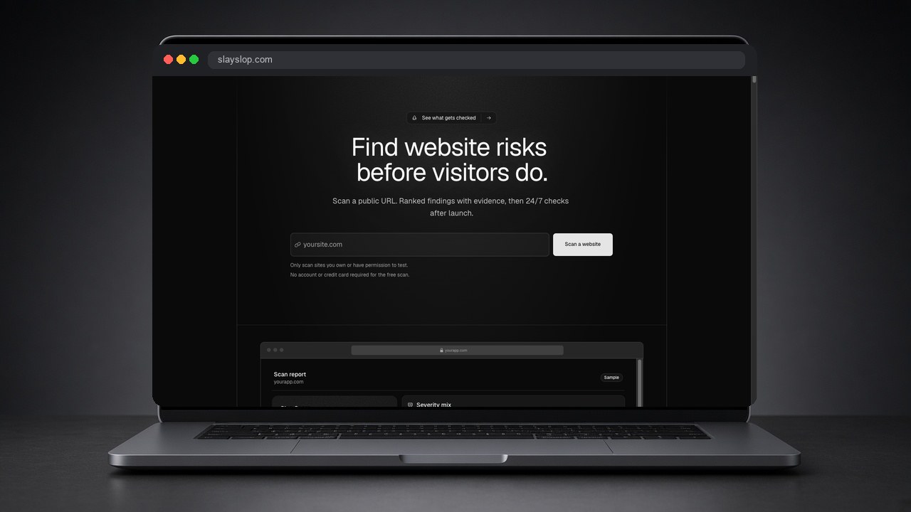 SlaySlop website mockup