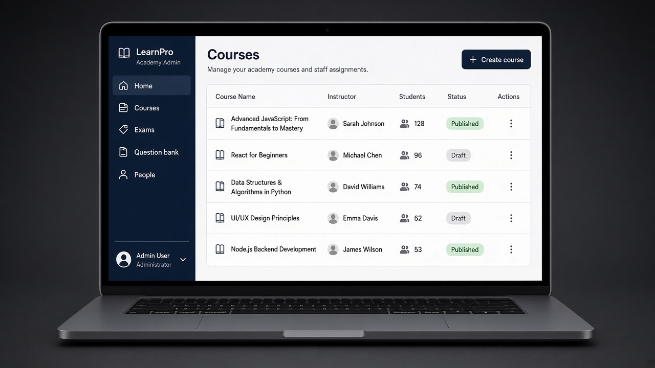 Learning platforms mockup