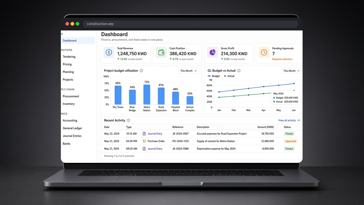 Construction ERP mockup